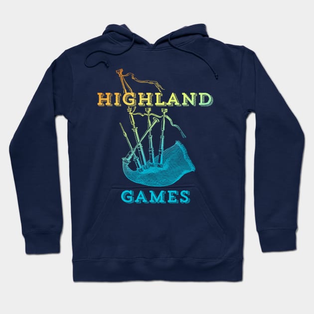 Scottish Highland Games Vintage Bagpipe for Men Women Kids Hoodie by Pine Hill Goods